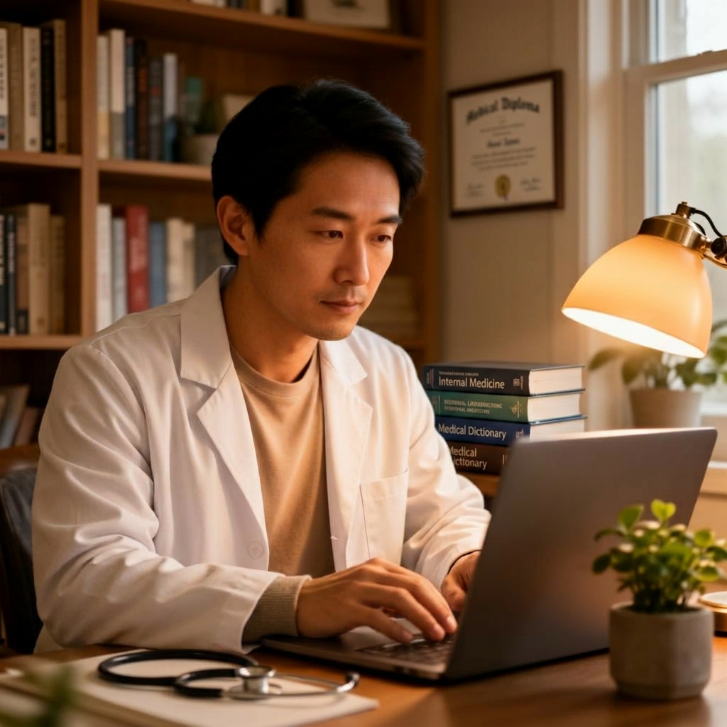 Provider reviewing patient information on a laptop