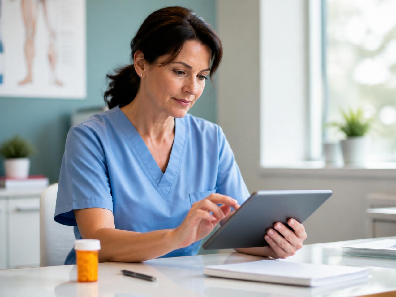 Provider placing an order on a tablet