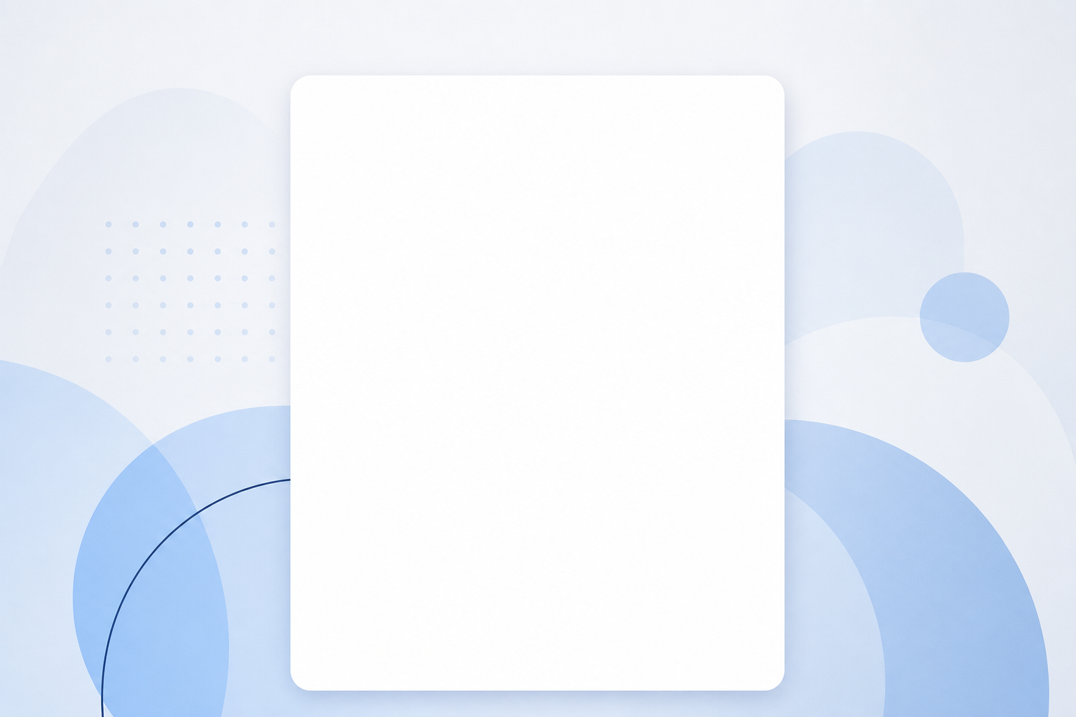 A solid white panel in front of soft cornflower-blue and ice-blue geometric shapes behind a frosted mineral-grey veil
